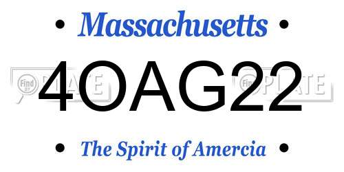 4OAG22 Massachusetts License Plate