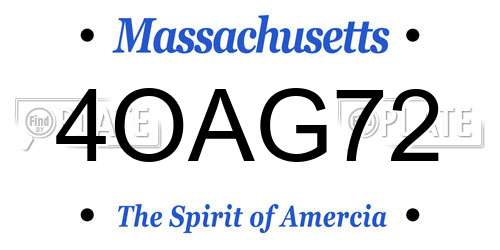 4OAG72 Massachusetts License Plate
