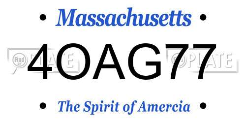 4OAG77 Massachusetts License Plate