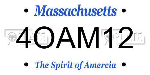 4OAM12 Massachusetts License Plate