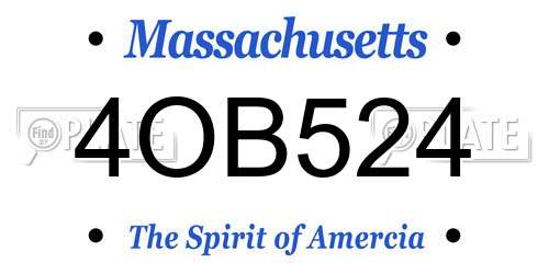 4OB524 Massachusetts License Plate