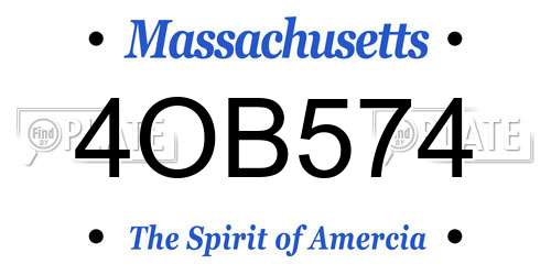 4OB574 Massachusetts License Plate