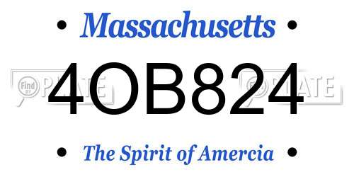 4OB824 Massachusetts License Plate
