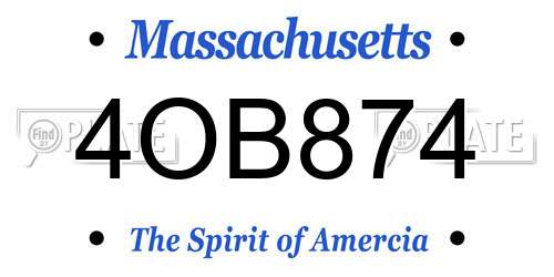 4OB874 Massachusetts License Plate