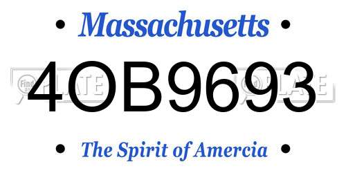 4OB9693 Massachusetts License Plate