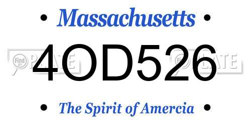 4OD526 Massachusetts License Plate