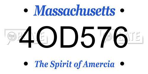 4OD576 Massachusetts License Plate