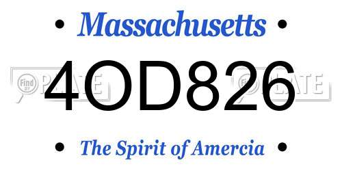 4OD826 Massachusetts License Plate