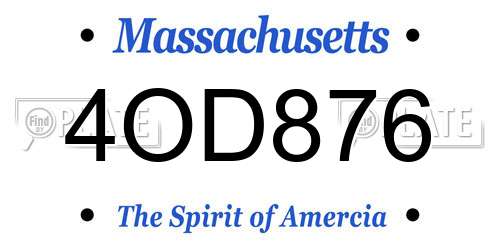 4OD876 Massachusetts License Plate