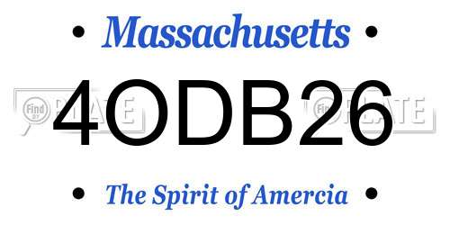 4ODB26 Massachusetts License Plate