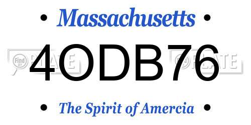 4ODB76 Massachusetts License Plate
