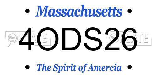 4ODS26 Massachusetts License Plate