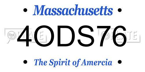 4ODS76 Massachusetts License Plate