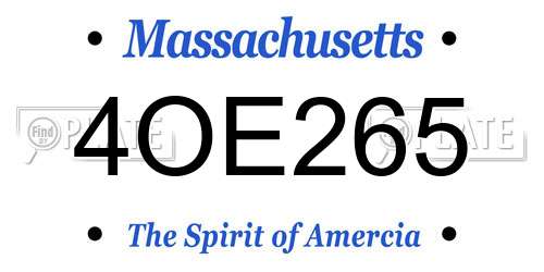 4OE265 Massachusetts License Plate