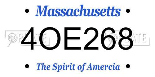 4OE268 Massachusetts License Plate