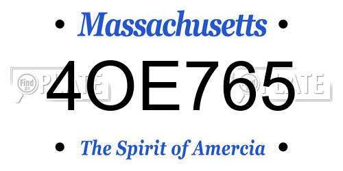 4OE765 Massachusetts License Plate