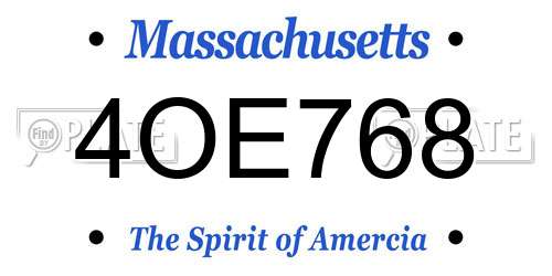 4OE768 Massachusetts License Plate