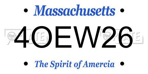 4OEW26 Massachusetts License Plate