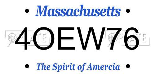 4OEW76 Massachusetts License Plate