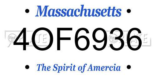 4OF6936 Massachusetts License Plate