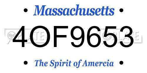 4OF9653 Massachusetts License Plate