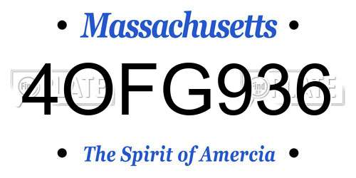4OFG936 Massachusetts License Plate