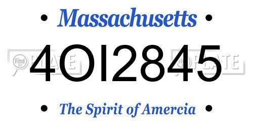 4OI2845 Massachusetts License Plate