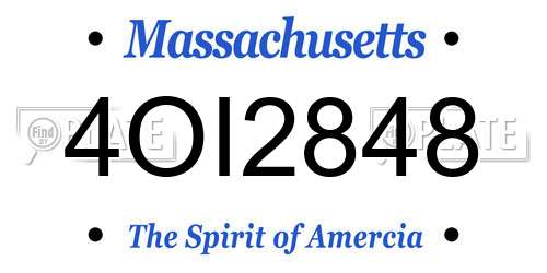 4OI2848 Massachusetts License Plate
