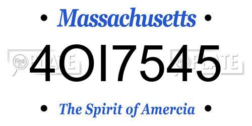 4OI7545 Massachusetts License Plate