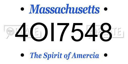 4OI7548 Massachusetts License Plate