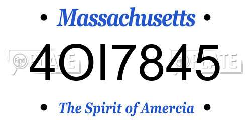 4OI7845 Massachusetts License Plate