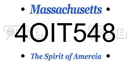 4OIT548 Massachusetts License Plate