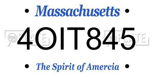 4OIT845 Massachusetts License Plate