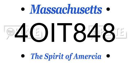 4OIT848 Massachusetts License Plate