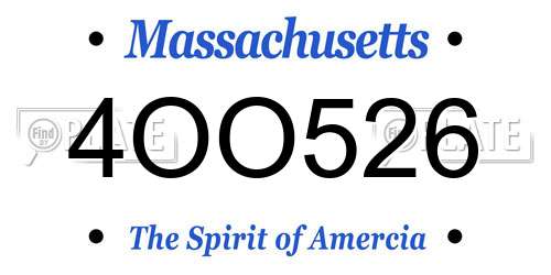 4OO526 Massachusetts License Plate