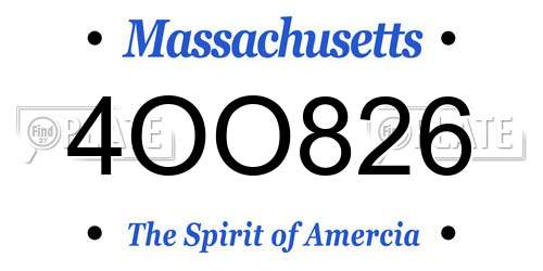 4OO826 Massachusetts License Plate
