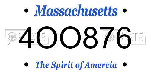 4OO876 Massachusetts License Plate