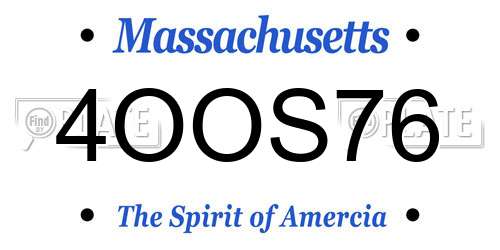 4OOS76 Massachusetts License Plate