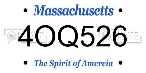 4OQ526 Massachusetts License Plate