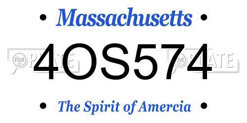 4OS574 Massachusetts License Plate