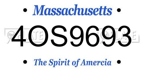 4OS9693 Massachusetts License Plate