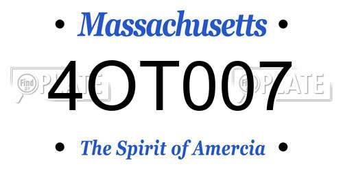 4OT007 Massachusetts License Plate