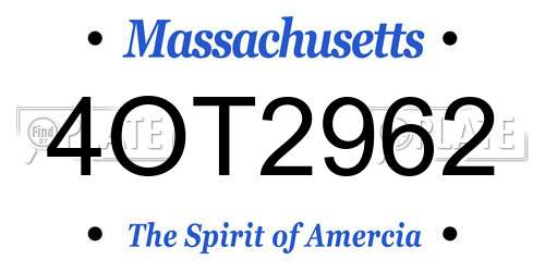 4OT2962 Massachusetts License Plate