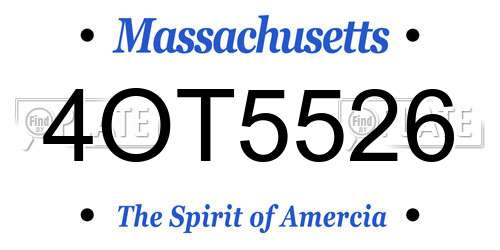 4OT5526 Massachusetts License Plate