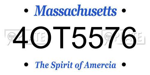 4OT5576 Massachusetts License Plate