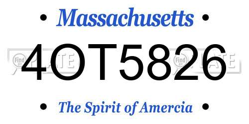 4OT5826 Massachusetts License Plate