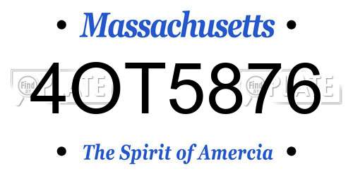 4OT5876 Massachusetts License Plate