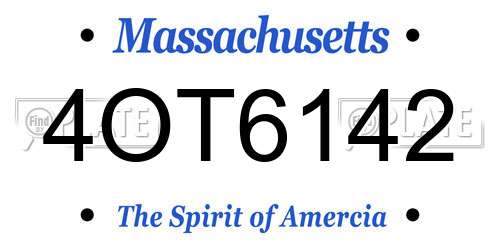 4OT6142 Massachusetts License Plate