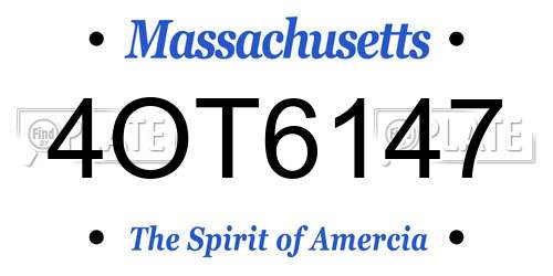 4OT6147 Massachusetts License Plate