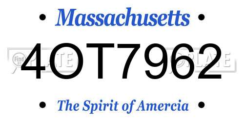 4OT7962 Massachusetts License Plate